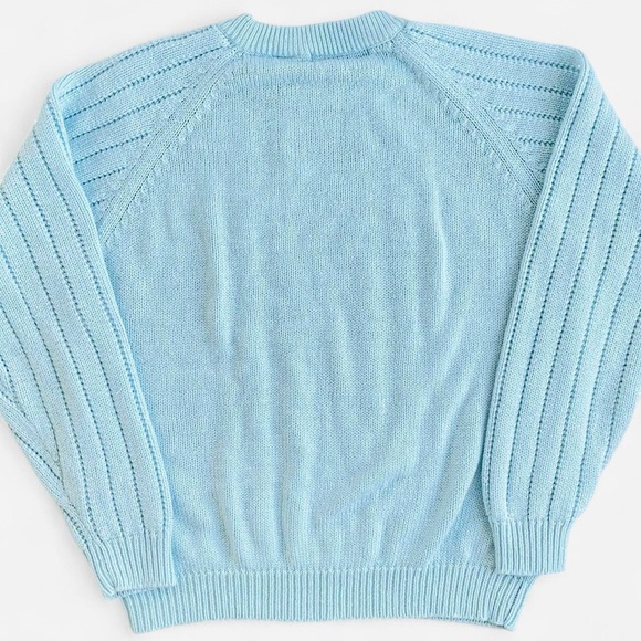Vintage Prestige Global Pastel Blue Acrylic Knit Sweater - Picture 5 of 5